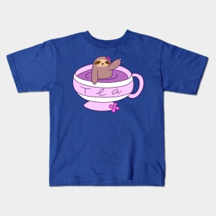 Cup of Tea Sloth Kids T-Shirt